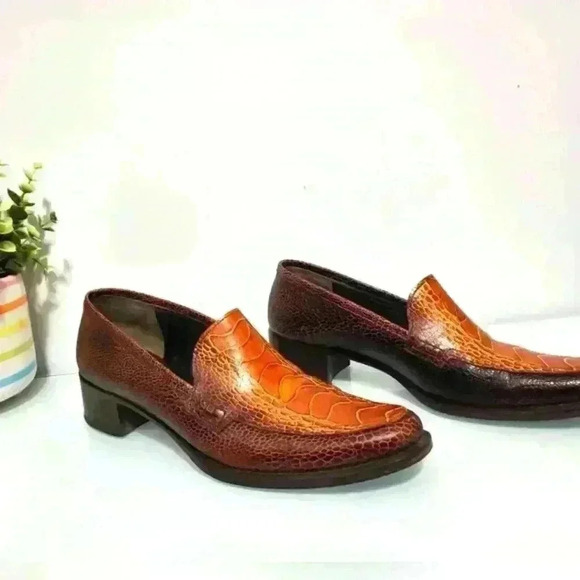 MAJORA  leather Italian mahogany croc loafers. Size 36 (5.5-6 US) - Picture 5 of 14